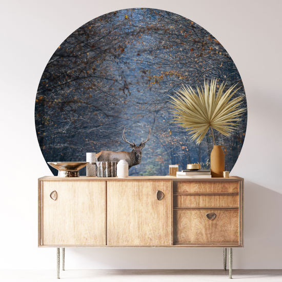 Round / Circle Wall Sticker - Deer Forest