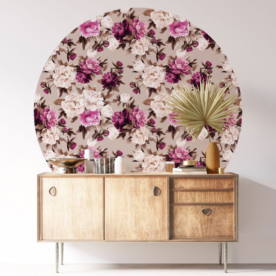 Round / Circle Wall Sticker - Floral pattern