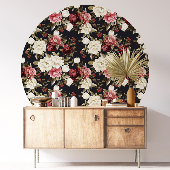 Round / Circle Wall Sticker - Floral pattern