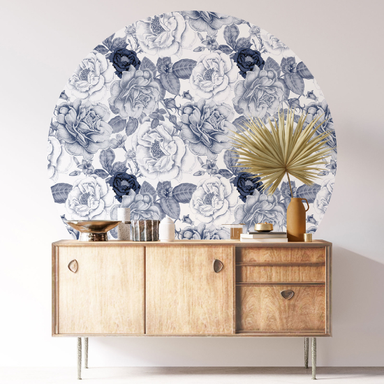 Round / Circle Wall Sticker - Floral pattern