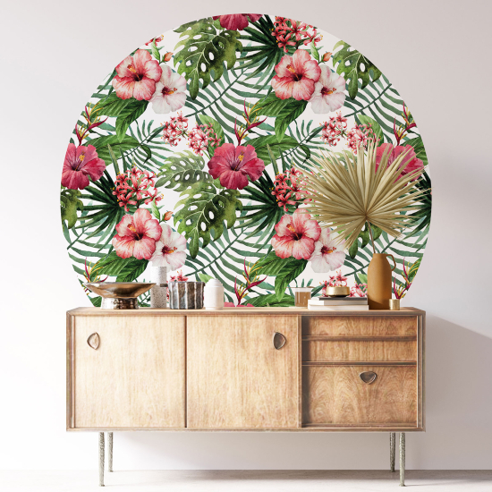 Round / Circle Wall Sticker - Floral pattern