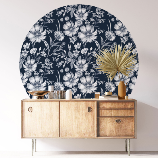 Round / Circle Wall Sticker - Floral pattern