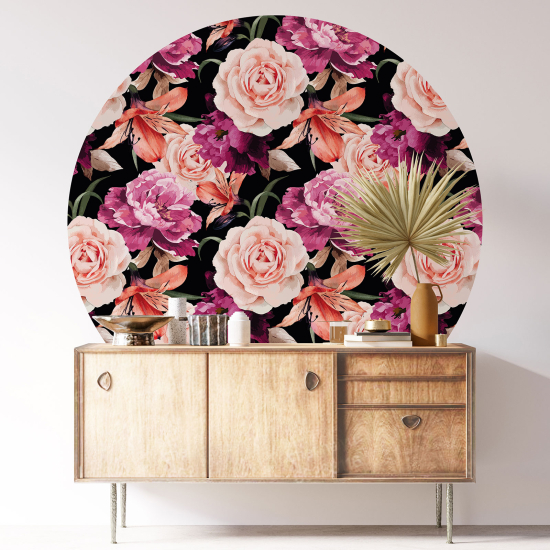 Round / Circle Wall Sticker - Floral pattern