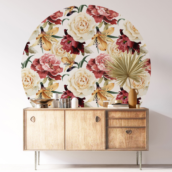 Round / Circle Wall Sticker - Floral pattern