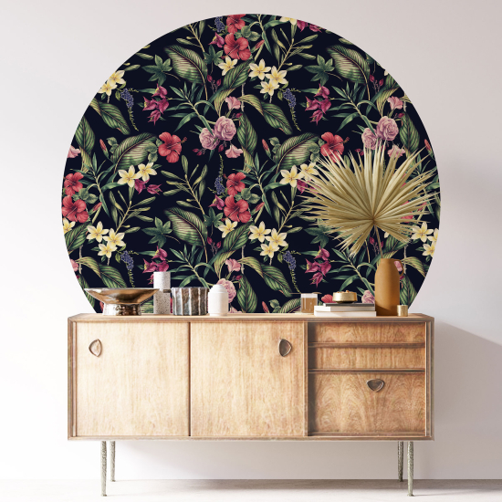 Round / Circle Wall Sticker - Floral pattern