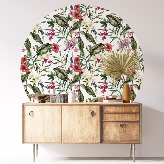 Round / Circle Wall Sticker - Floral pattern