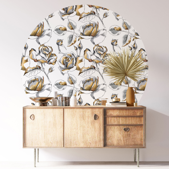 Round / Circle Wall Sticker - Floral pattern