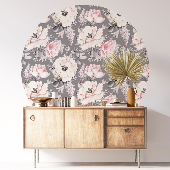 Round / Circle Wall Sticker - Floral pattern