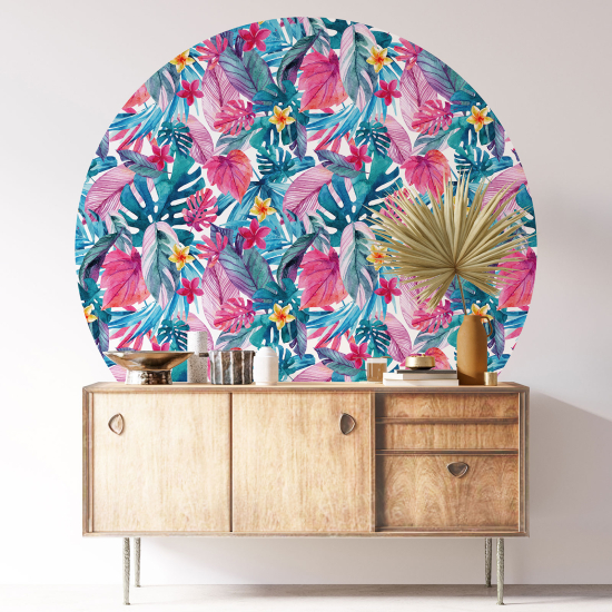 Round / Circle Wall Sticker - Floral pattern