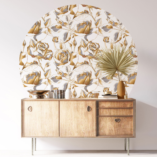 Round / Circle Wall Sticker - Floral pattern