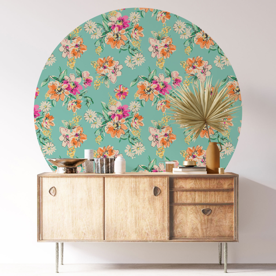 Round / Circle Wall Sticker - Floral pattern