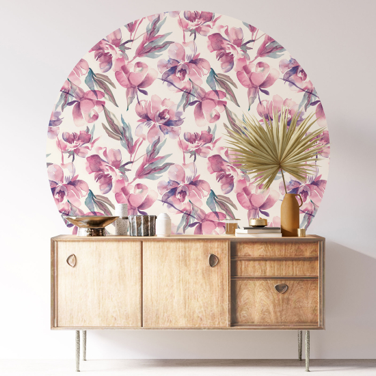 Round / Circle Wall Sticker - Floral pattern