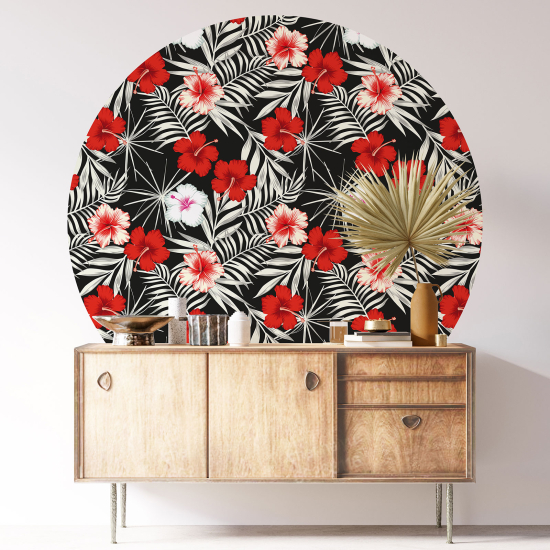 Round / Circle Wall Sticker - Floral pattern