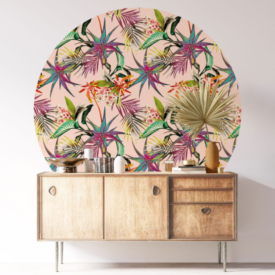 Round / Circle Wall Sticker - Floral pattern