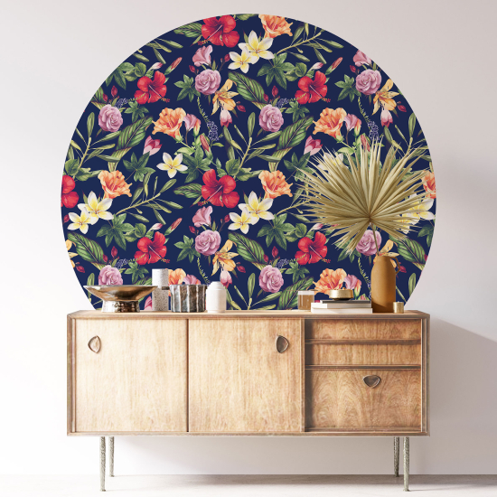 Round / Circle Wall Sticker - Floral pattern