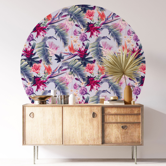 Round / Circle Wall Sticker - Floral pattern