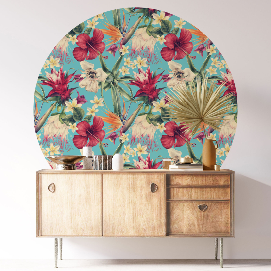 Round / Circle Wall Sticker - Floral pattern