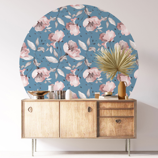 Round / Circle Wall Sticker - Floral pattern