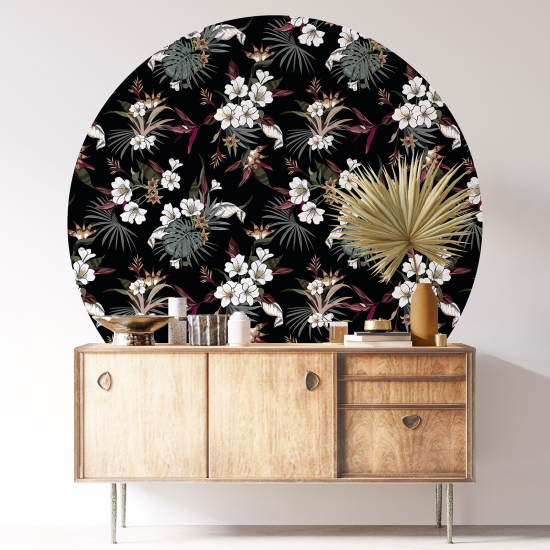 Round / Circle Wall Sticker - Floral pattern