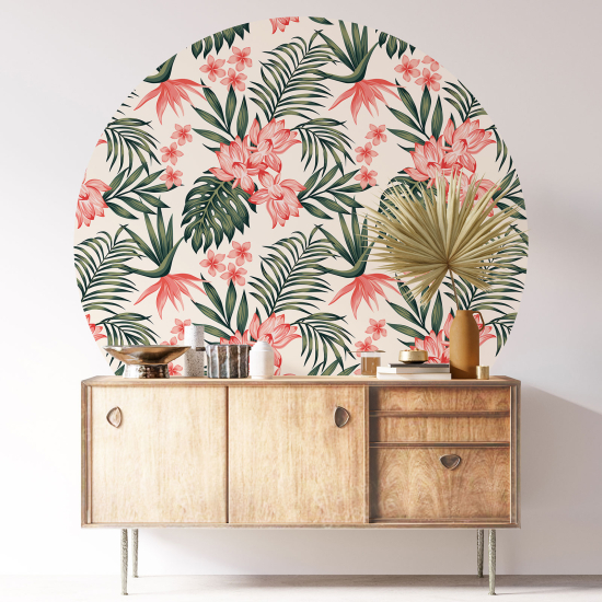 Round / Circle Wall Sticker - Floral pattern