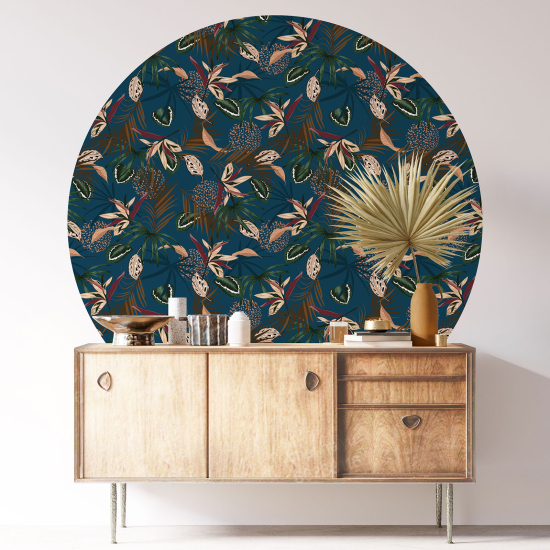 Round / Circle Wall Sticker - Floral pattern