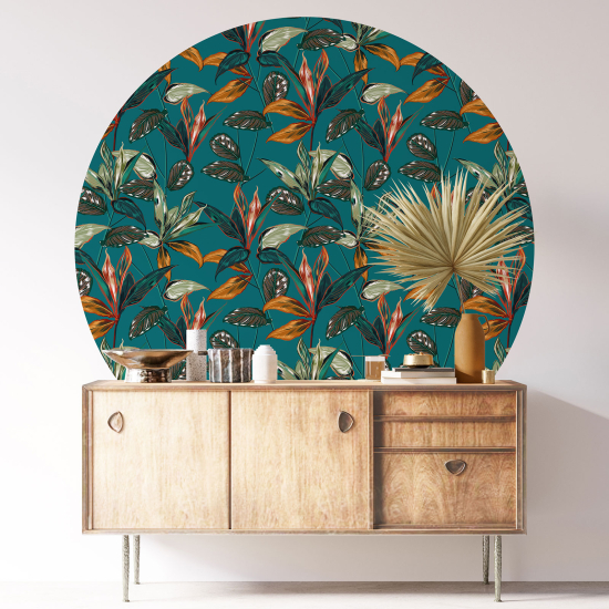 Round / Circle Wall Sticker - Floral pattern