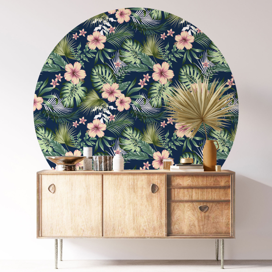 Round / Circle Wall Sticker - Floral pattern