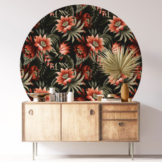 Round / Circle Wall Sticker - Floral pattern