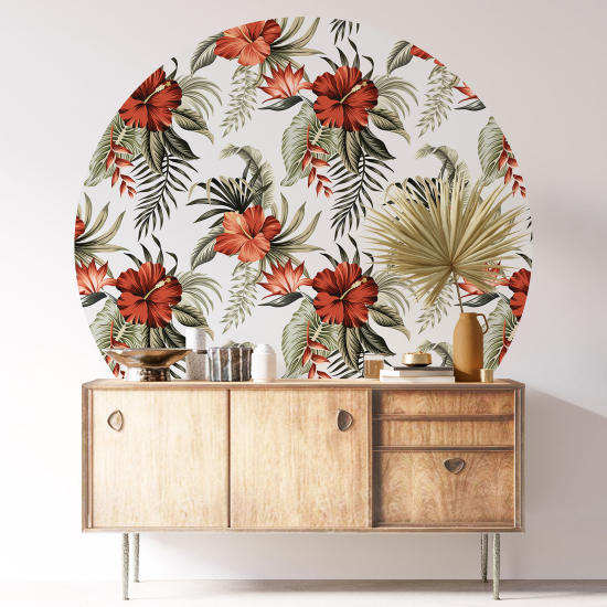 Round / Circle Wall Sticker - Floral pattern