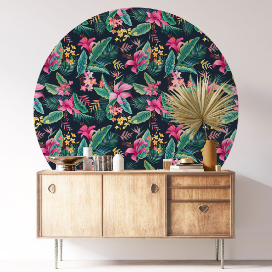 Round / Circle Wall Sticker - Floral pattern