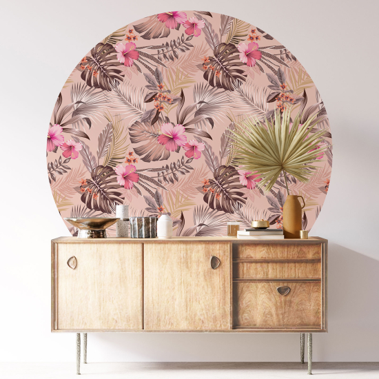 Round / Circle Wall Sticker - Floral pattern