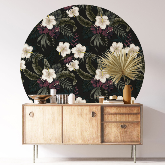 Round / Circle Wall Sticker - Floral pattern