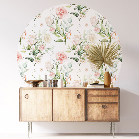 Round / Circle Wall Sticker - Floral pattern