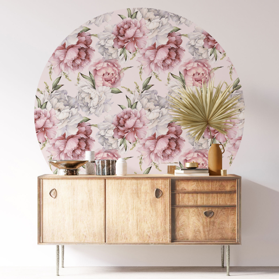 Round / Circle Wall Sticker - Floral pattern