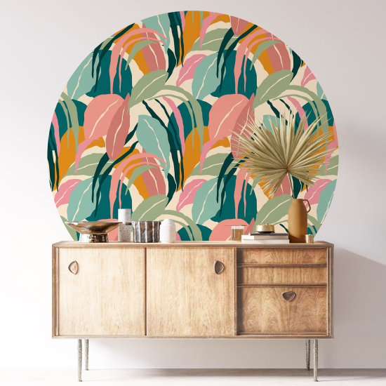 Round / Circle Wall Sticker - Floral pattern