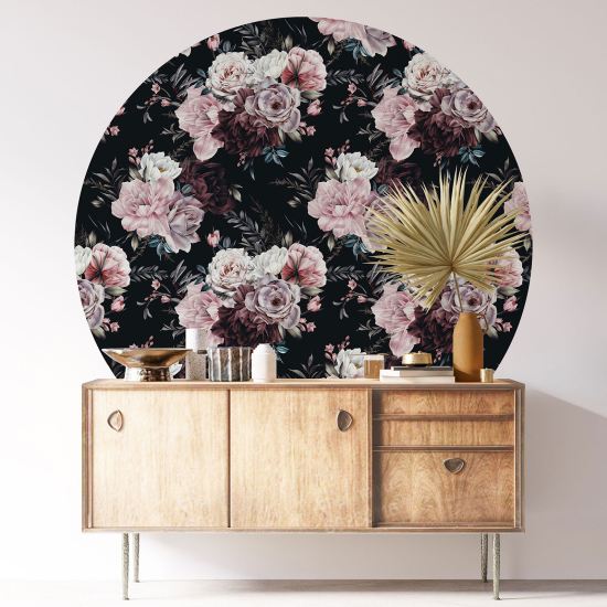 Round / Circle Wall Sticker - Floral pattern