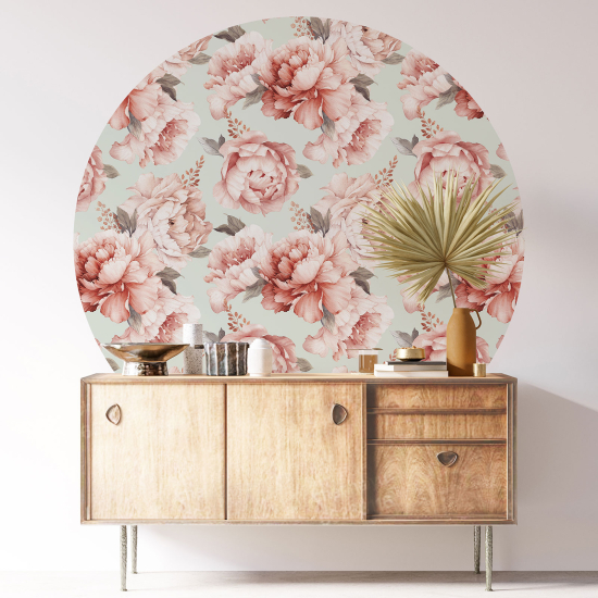 Round / Circle Wall Sticker - Floral pattern