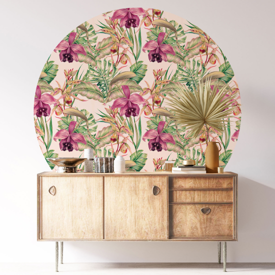 Round / Circle Wall Sticker - Floral pattern