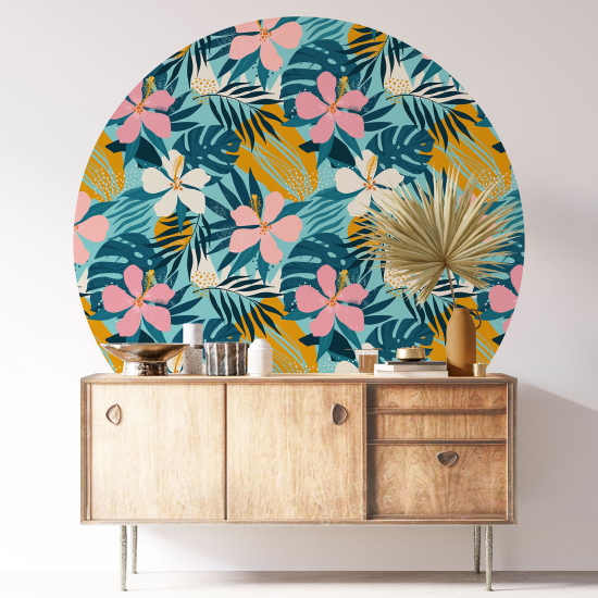 Round / Circle Wall Sticker - Floral pattern