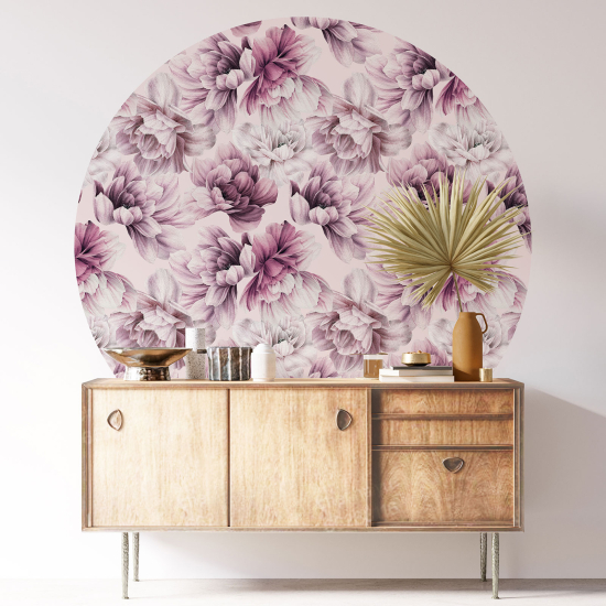 Round / Circle Wall Sticker - Floral pattern