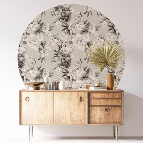 Round / Circle Wall Sticker - Floral pattern