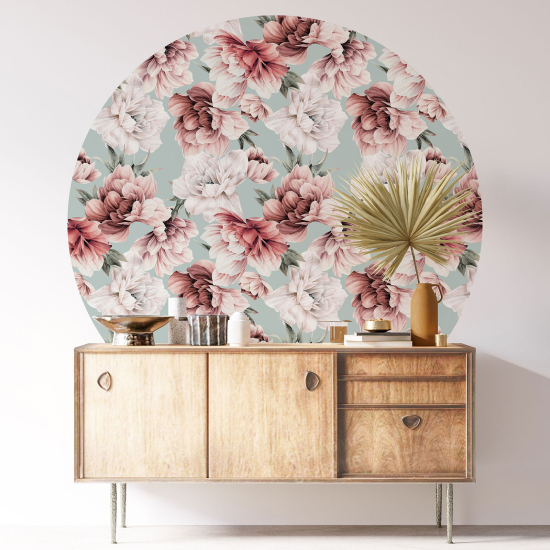 Round / Circle Wall Sticker - Floral pattern