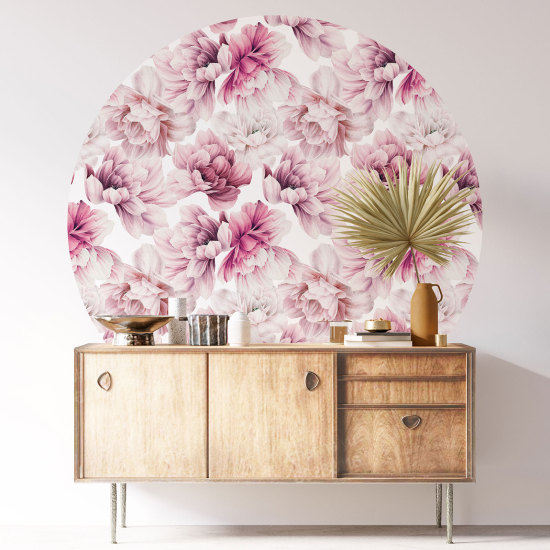 Round / Circle Wall Sticker - Floral pattern