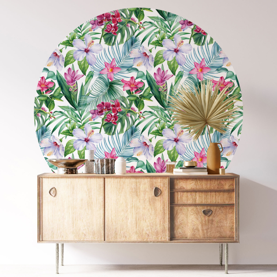 Round / Circle Wall Sticker - Floral pattern