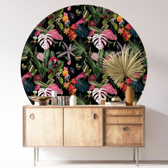 Round / Circle Wall Sticker - Floral pattern