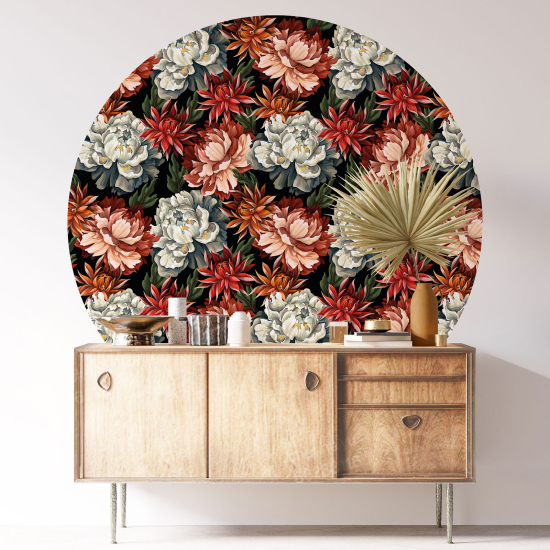 Round / Circle Wall Sticker - Floral pattern