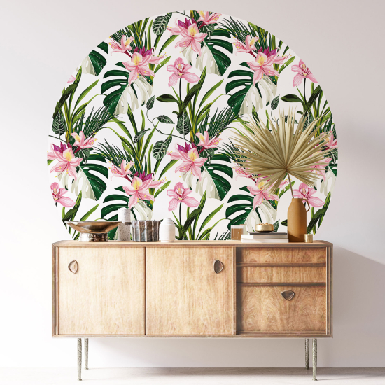 Round / Circle Wall Sticker - Floral pattern