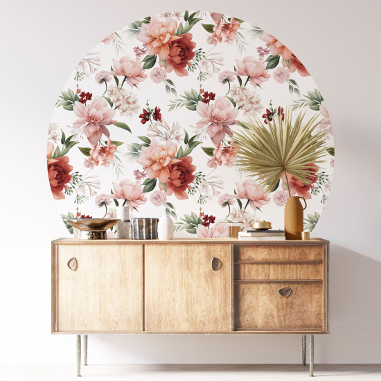 Round / Circle Wall Sticker - Floral pattern