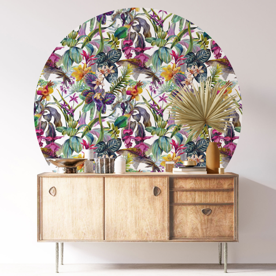 Round / Circle Wall Sticker - Floral pattern