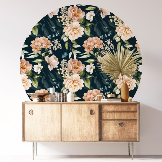 Round / Circle Wall Sticker - Floral pattern